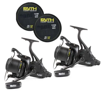 Faith LS 10000 Big-Pit Vrijloopmolen set van 2 Stuks met Vislijn - Vismolen - Karpermolen bij Raven Hengelsport