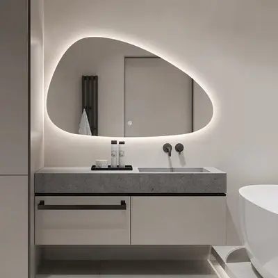FENOMÉ Florence design condensvrije LED organische Badkamerspiegel dimbaar met Anti-Condens en verwarming bij DoucheKampioen