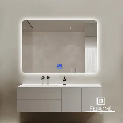 FENOMÉ Havana Smart Badkamerspiegel met LED verlichting, verwarming, anti condens, bluetooth, speakers en digitale display bij DoucheKampioen
