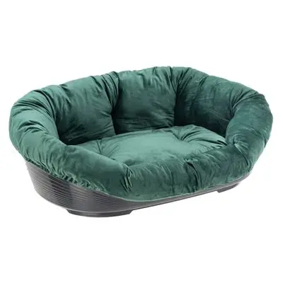 Ferplast Hondenmand Siesta Deluxe Zwart met Bekleding Sofa Fluweel Groen L 64 x B 48 x H 25 cm bij Bitiba
