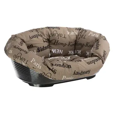 Ferplast Hondenmand Siesta Deluxe Zwart - met kussen Cities Set 4: L 61,5 x B 45 x H 21,5 cm bij Bitiba