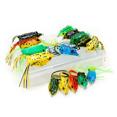 FishXpro Kunstaas Frog Voordeel Set – 16 Delige Set voor Baars en Snoek bij Raven Hengelsport