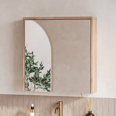 Fontana Basic spiegelkast 60cm met 1 deur warm eiken bij Sanitairkamer