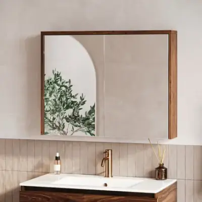 Fontana Basic spiegelkast 80cm met 2 deuren walnoot bij Sanitairkamer