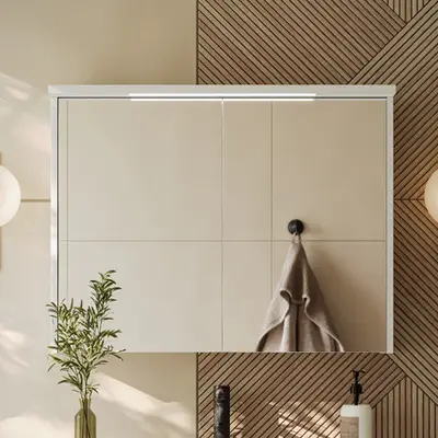 Fontana Grado spiegelkast met verlichting 80cm 2 deuren wit mat bij Sanitairkamer