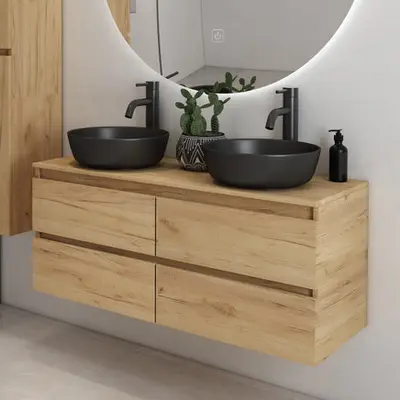 Fontana Proma badkamermeubel 120cm zonder kommen warm eiken bij Sanitairkamer