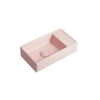 Fontein Ora 41x22x10cm mat roze inclusief afvoerplug rechts zonder kraangat bij Voordelig Design Sanitair