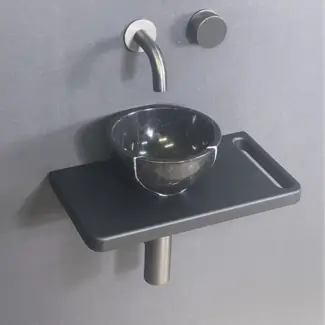 fontein toilet zwart plank bij Sanitear