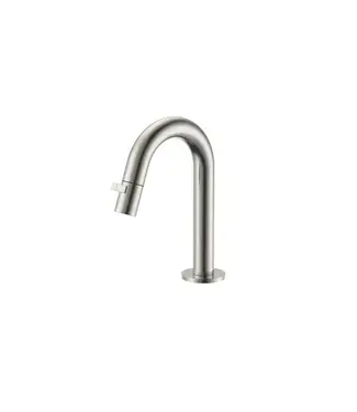 Fonteinkraan DutchLine Round Geborsteld Staal / RVS | Compacte Toiletkraan bij Sani4Comfort