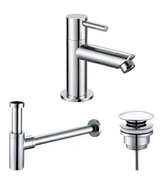 Fonteinkraan set Mila X Chroom Toiletkraan + Sifon + Clickwaste bij Sani4Comfort