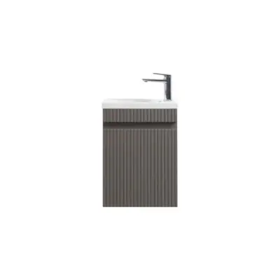 Fonteinmeubel Yuki 40cm mat grijs inclusief wastafel mat wit bij Voordelig Design Sanitair