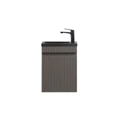 Fonteinmeubel Yuki 40cm mat grijs inclusief wastafel mat zwart bij Voordelig Design Sanitair