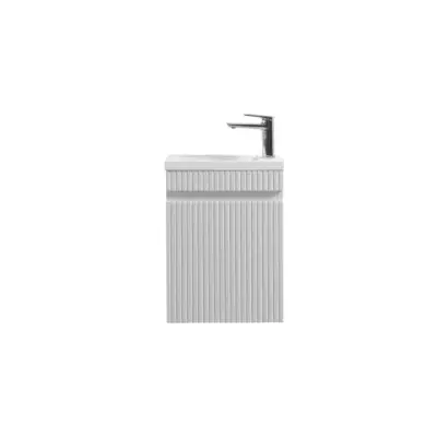 Fonteinmeubel Yuki 40cm mat wit inclusief wastafel glans wit bij Voordelig Design Sanitair