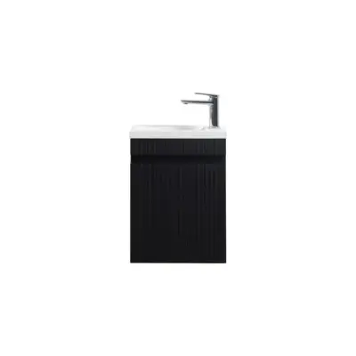 Fonteinmeubel Yuki 40cm mat zwart inclusief wastafel mat wit bij Voordelig Design Sanitair