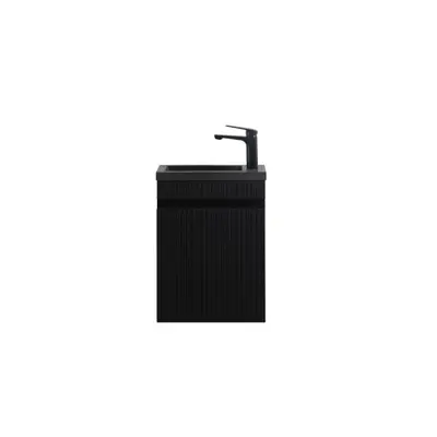 Fonteinmeubel Yuki 40cm mat zwart inclusief wastafel mat zwart bij Voordelig Design Sanitair