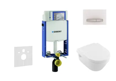 Geberit Kombifix - Inbouwreservoir voor hangend toilet met SIGMA50 bedieningsknop, alpine wit + Villeroy Boch - hangend toilet en wc-bril, DirectFlush, SoftClose, CeramicPlus 110.302.00.5 NB8 bij Sanitino