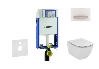 Geberit Kombifix - Inbouwreservoir voor hangend toilet met SIGMA50 bedieningsknop, alpine wit + Ideal Standard Tesi - hangend toilet en wc-bril 110.302.00.5 NF8 bij Sanitino