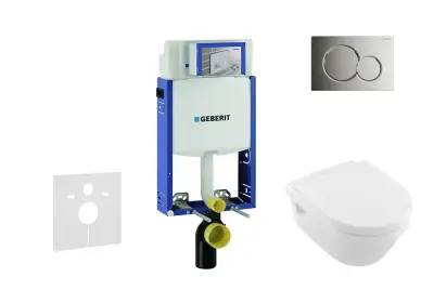 Geberit Kombifix - Inbouwreservoir voor hangend toilet met SIGMA01 bedieningsknop, glanzend chroom + Villeroy Boch - hangend toilet en wc-bril, DirectFlush, SoftClose, CeramicPlus 110.302.00.5 NB2 bij Sanitino