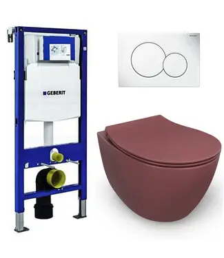 Geberit UP320 toiletset - ISVEA Bordeauxrood Hangend toilet bij Sani4Comfort