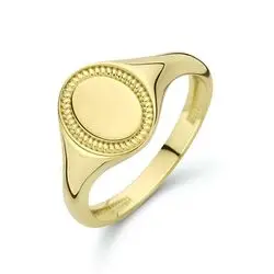 Geelgouden zegelring ovaal met sierrandje bij Zilver.nl