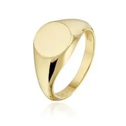 Geelgouden zegelring rond bij Zilver.nl