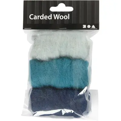 Gekaarde wol voor naaldvilten 3x10gr - licht donker blauw bij Creaknutselen