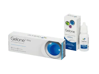 Gelone 1-day (30 lenzen) + oogdruppels Gelone 10 ml bij Alensa
