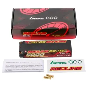 Gens Ace Redline 2.0 5000mAh 2S 7.4V 140C LiPo Accu Hardcase 5.0mm Bullet bij Toemen Modelsport