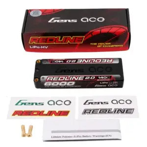 Gens Ace Redline 2.0 6000mAh 7,4V 2S 140C Hardcase LiPo Accu – 5,0mm Bullet bij Toemen Modelsport