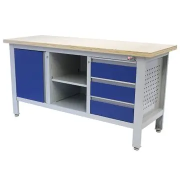 George Tools Standard werkbank 3 lades 1 deur multiplex 169 cm blauw bij George at Work