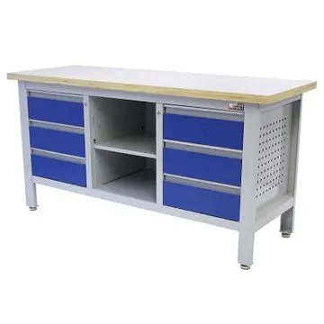 George Tools Standard werkbank 6 lades multiplex 169 cm blauw bij George at Work