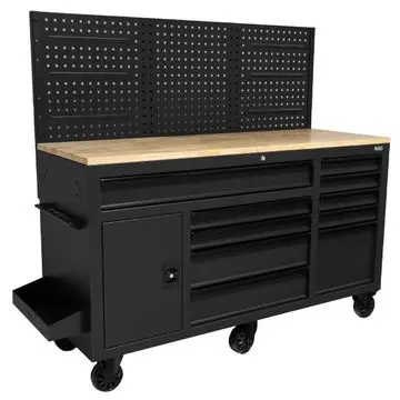 George Tools verrijdbare werkbank met zwarte handgrepen 158 cm zwart bij George at Work