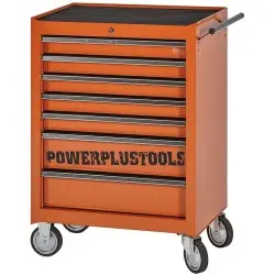 Gereedschapswagen oranje 7 laden leeg met quick lock bij Powerplustools