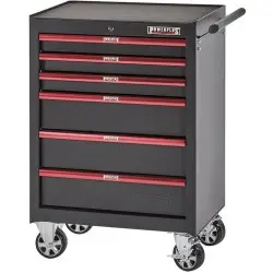 Gereedschapswagen rood/zwart 6 laden leeg bij Powerplustools