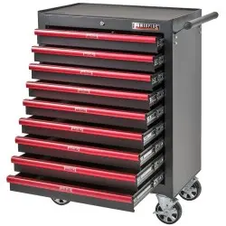 Gereedschapswagen rood/zwart 9 laden leeg bij Powerplustools