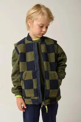geruite teddy bodywarmer - olijfgroen bij Wehkamp