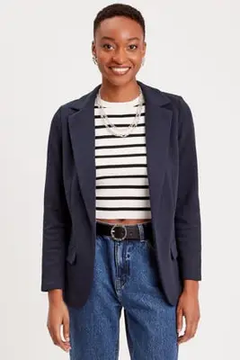 getailleerde blazer marineblauw bij Wehkamp