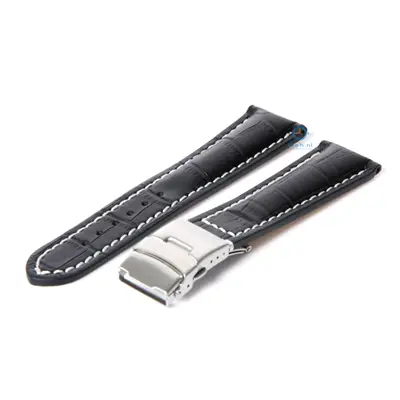 Gisoni Horlogeband 20mm zwart croc XL bij Kish