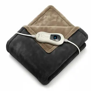 Goliving Elektrische Fleece Plaid - Warmtedeken 3 Standen -160x120cm Donkergrijs bij Leen Bakker