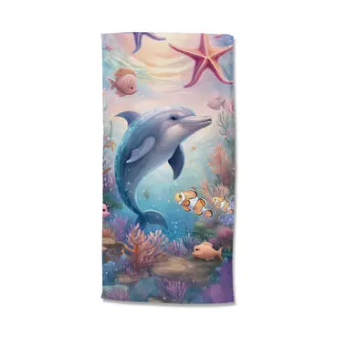 Good Morning strandlaken dolfijn en vissen - 75x150 cm - Multi - Badstof bij Leen Bakker