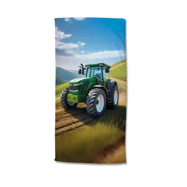 Good Morning strandlaken tractor - 75x150 cm - Groen - Badstof bij Leen Bakker