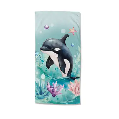 Good Morning strandlaken zee/ Orka - 75x150 cm - Mint - Badstof bij Leen Bakker