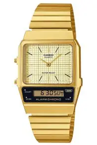 Goudkleurige ana-digi vintage stijl horloge | AQ-800EG-9AEF bij HorlogeGigant