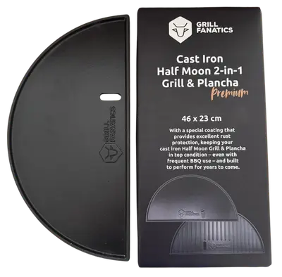 Grill Fanatics Gietijzeren Half Moon Plancha / Griddle 46 cm bij Vuur & Rook