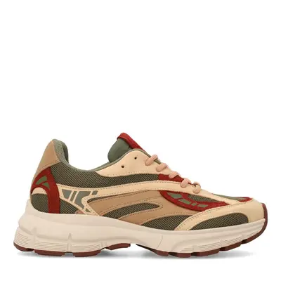 Groene leren sneakers met rode details bij Sacha