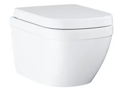 Grohe Euro Ceramic - Hangend toilet met softclose wc bril, rimless, Triple Vortex, alpine wit 39693000 bij Sanitino