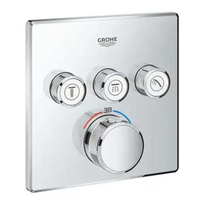 Grohe Grohtherm SmartControl - Inbouw thermostaatkraan, 3 kranen, chroom met 3 functies, chroom 29126000 bij Sanitino