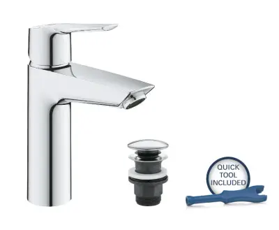 Grohe QuickFix Start - Wastafelkraan met Push-Open afvoerplug, koude start, chroom 23746002 bij Sanitino