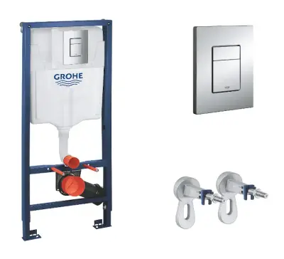 Grohe Rapid SL - Voorwand Inbouwreservoir voor wandtoilet, hoogte 113 cm, bedieningsplaat Skate Cosmopolitan, chroom 38772001 bij Sanitino