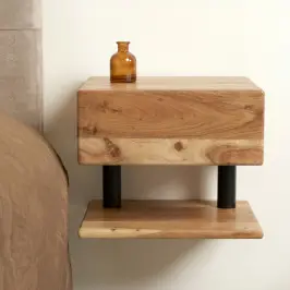 Hangend nachtkastje acacia hout bij LUMZ